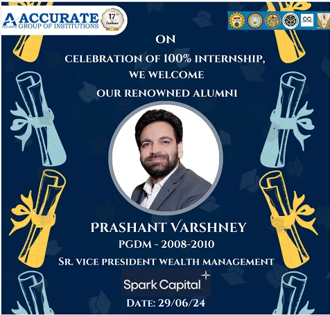 Celebrating 100% Internship Success with Renowned Alumnus Prashant Varshney